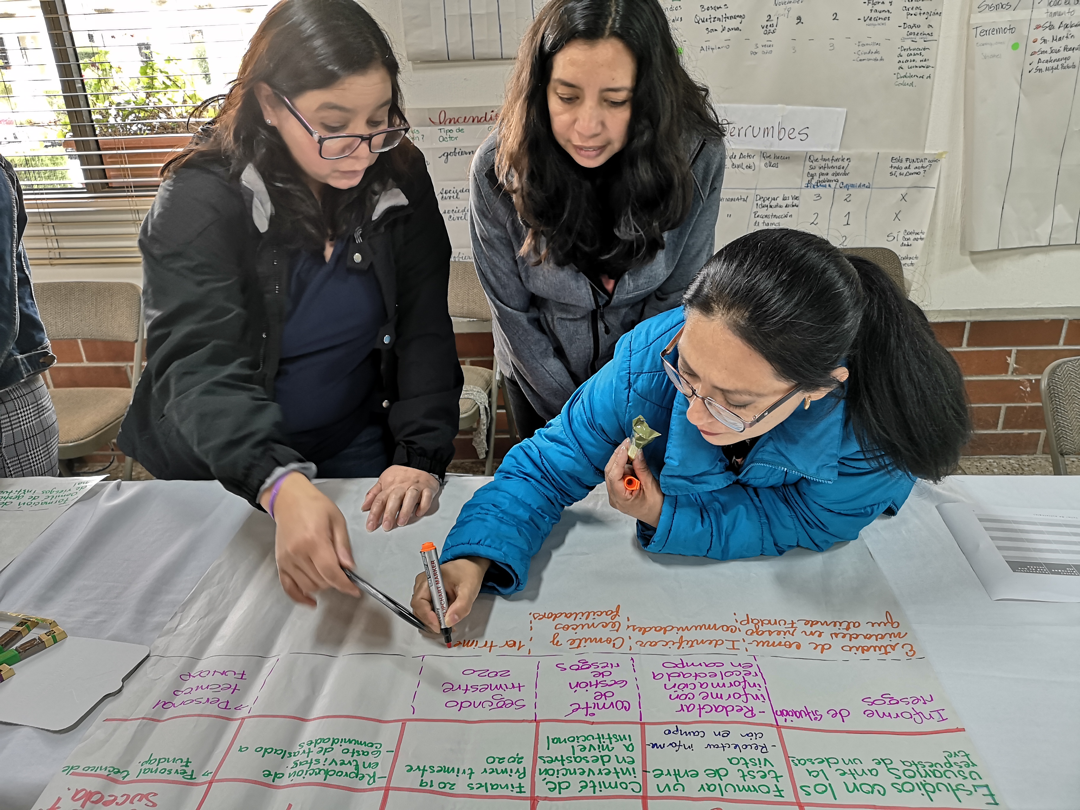 In einem dreitägigen Strategie-Workshop haben Mitarbeiter von FUNDAP mit großem Eifer daran gearbeitet, einen Katastrophen-Aktionsplan zu entwickeln. In einem dreitägigen Strategie-Workshop haben Mitarbeiter von FUNDAP mit großem Eifer daran gearbeitet, einen Katastrophen-Aktionsplan zu entwickeln.