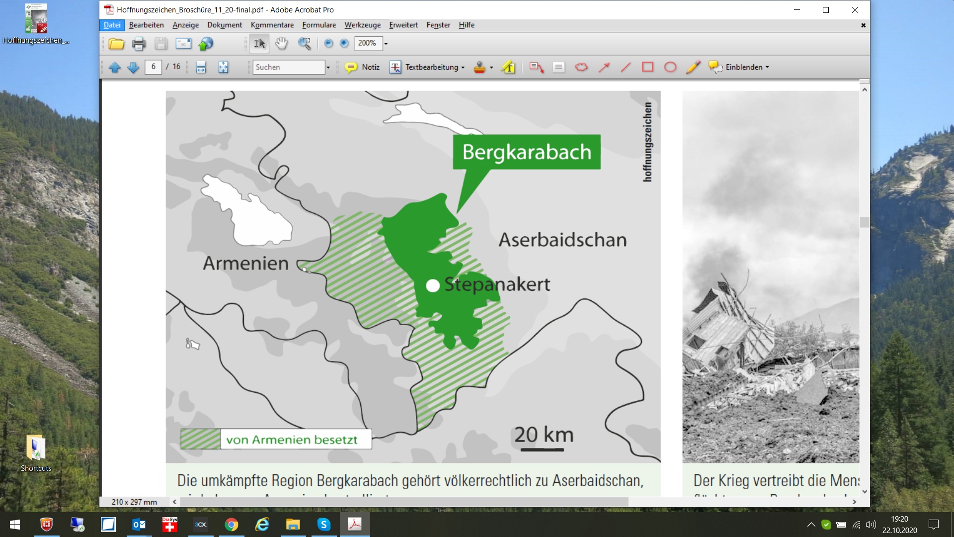 Der Konflikt zwischen Armenien und Aserbaidschan um die Kaukasusregion Bergkarabach besteht schon seit über 100 Jahren. Nach dem Zerfall der Sowjetunion begann ein Krieg, der 20.000 Menschenleben kostete. Der Konflikt zwischen Armenien und Aserbaidschan um die Kaukasusregion Bergkarabach besteht schon seit über 100 Jahren. Nach dem Zerfall der Sowjetunion begann ein Krieg, der 20.000 Menschenleben kostete. Offiziell endete er 1994, doch immer wieder kommt es an den Grenzen der selbsternannten „Republik Arzach“ zu tödlichen Gefechten. Die Folgen für die mehrheitlich christliche Bevölkerung sind katastrophal.