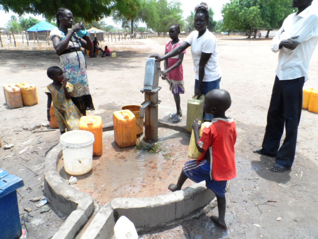 Hand pump wells near the dwellings facilitate the daily water fetching immensely.
