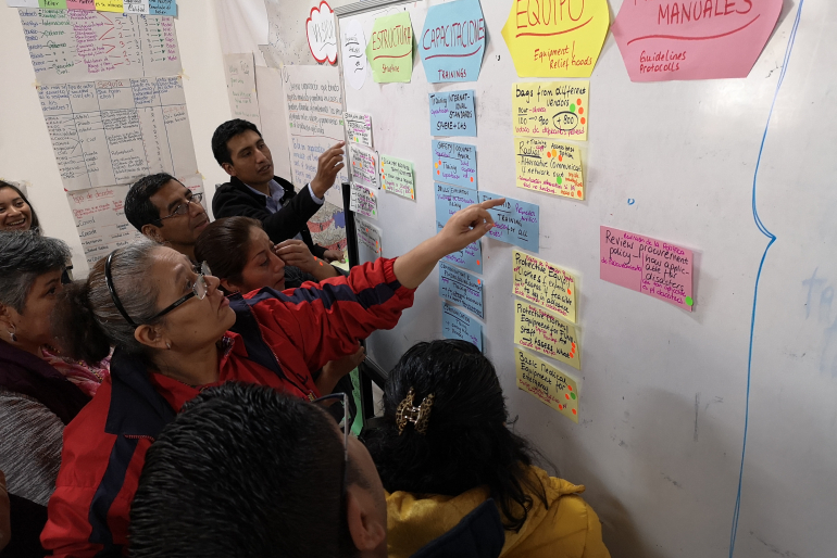 In einem dreitägigen Strategie-Workshop haben Mitarbeiter von FUNDAP mit großem Eifer daran gearbeitet, einen Katastrophen-Aktionsplan zu entwickeln.