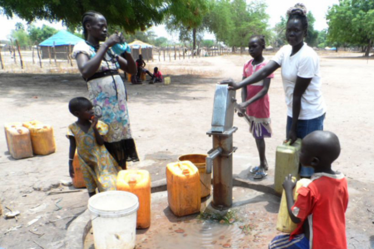 Hand pump wells near the dwellings facilitate the daily water fetching immensely.