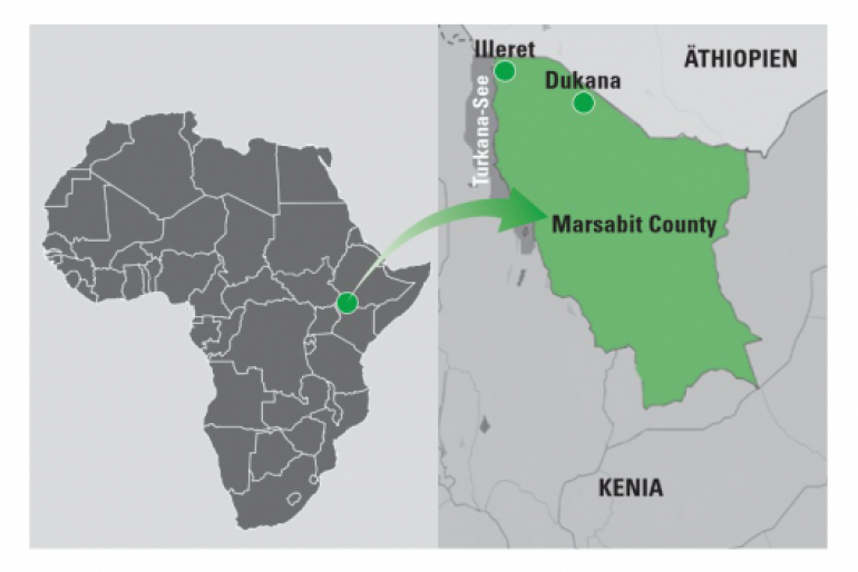 Die Gemeinden Illeret und Dukana liegen im Marsabit County im abgeschiedenen Norden Kenias an der Grenze zu Äthiopien. Marsabit ist der zweitgrößte unter den 47 Countys, in die Kenia gegliedert ist.