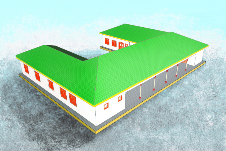 Das geplante Hauptgebäude der neuen Hoffnungszeichen-Klinik in Kosike: Ein wesentlicher Schritt, um die Gesundheitsversorgung der Menschen in der abgelegenen Region zu verbessern.