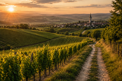 Feldweg im Sonnenuntergang