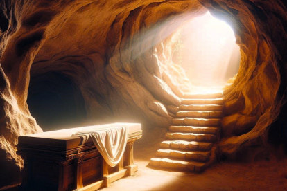 Grabhöhle, in die Sonnenlicht fällt